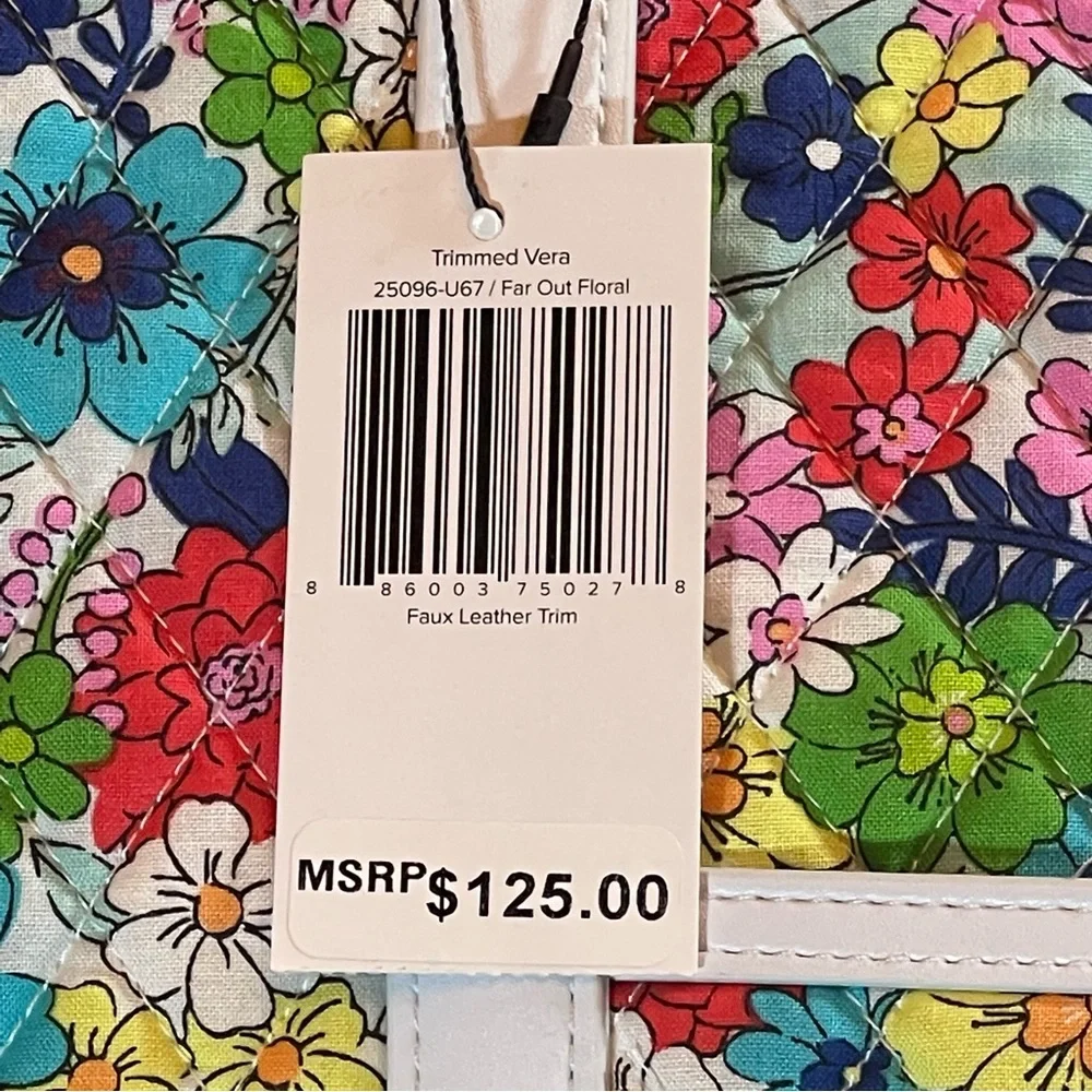 Vera Bradley Far Out Floral Large Vera Shoulder Bag Tote NWT New - Picture 2 of 12